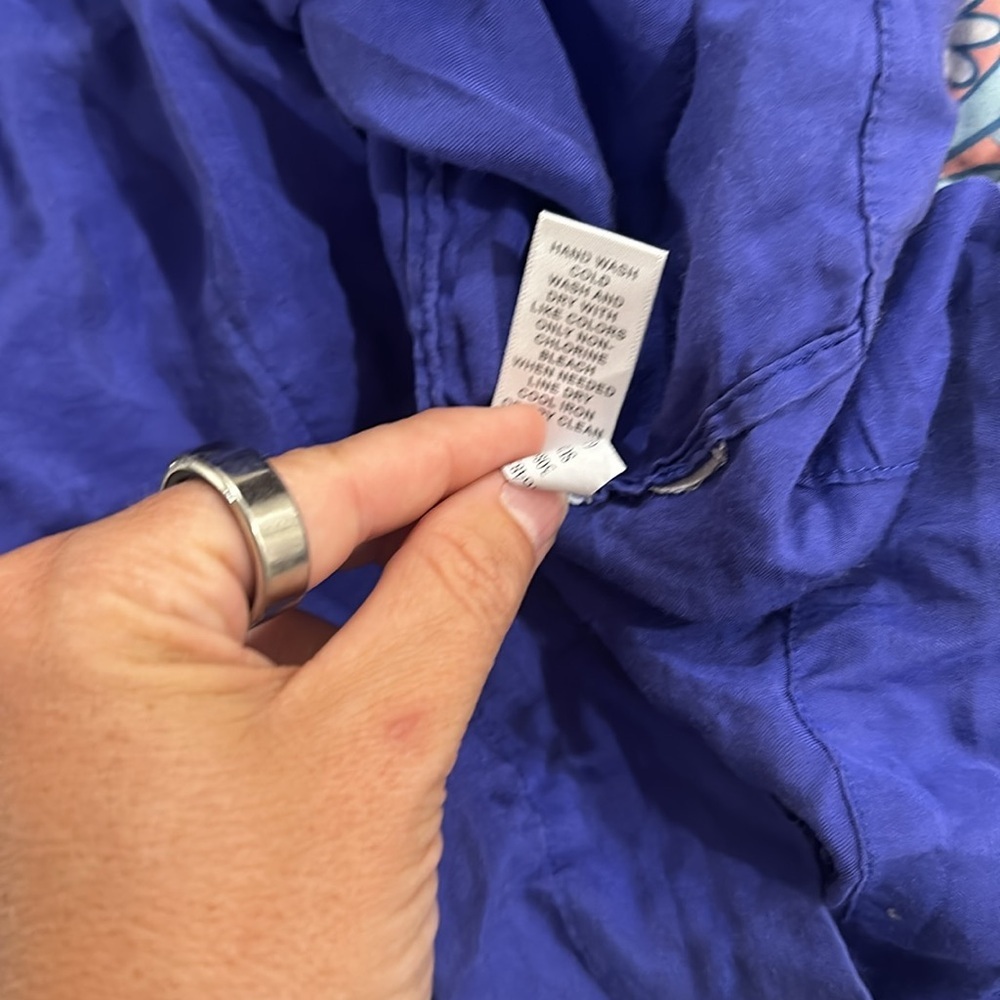 Banana Republic Cobalt Silk Blend Button Front Blouse | Effortless Minimal Chic - Picture 11 of 11